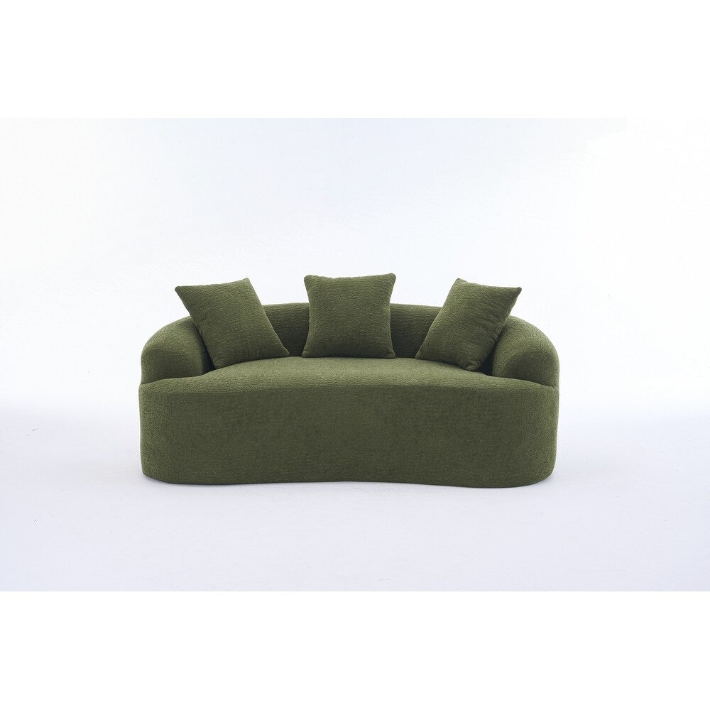 Curved Loveseat White Full Compression Sponge Sofa
