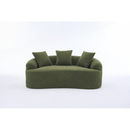 Curved Loveseat White Full Compression Sponge Sofa