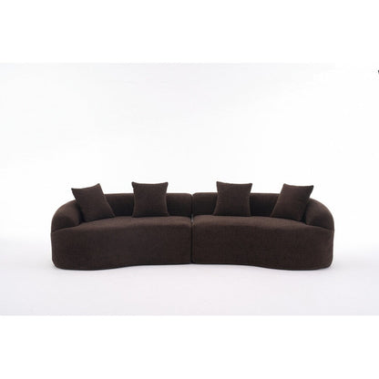 Curved Loveseat White Full Compression Sponge Sofa
