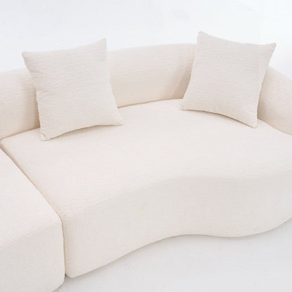 Curved Loveseat White Full Compression Sponge Sofa