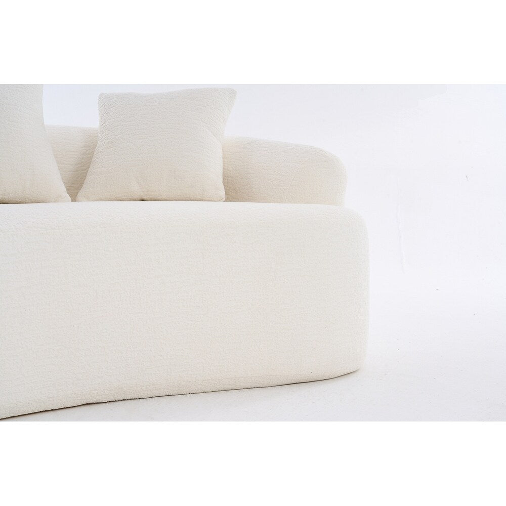 Curved Loveseat White Full Compression Sponge Sofa