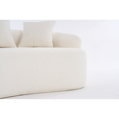 Curved Loveseat White Full Compression Sponge Sofa