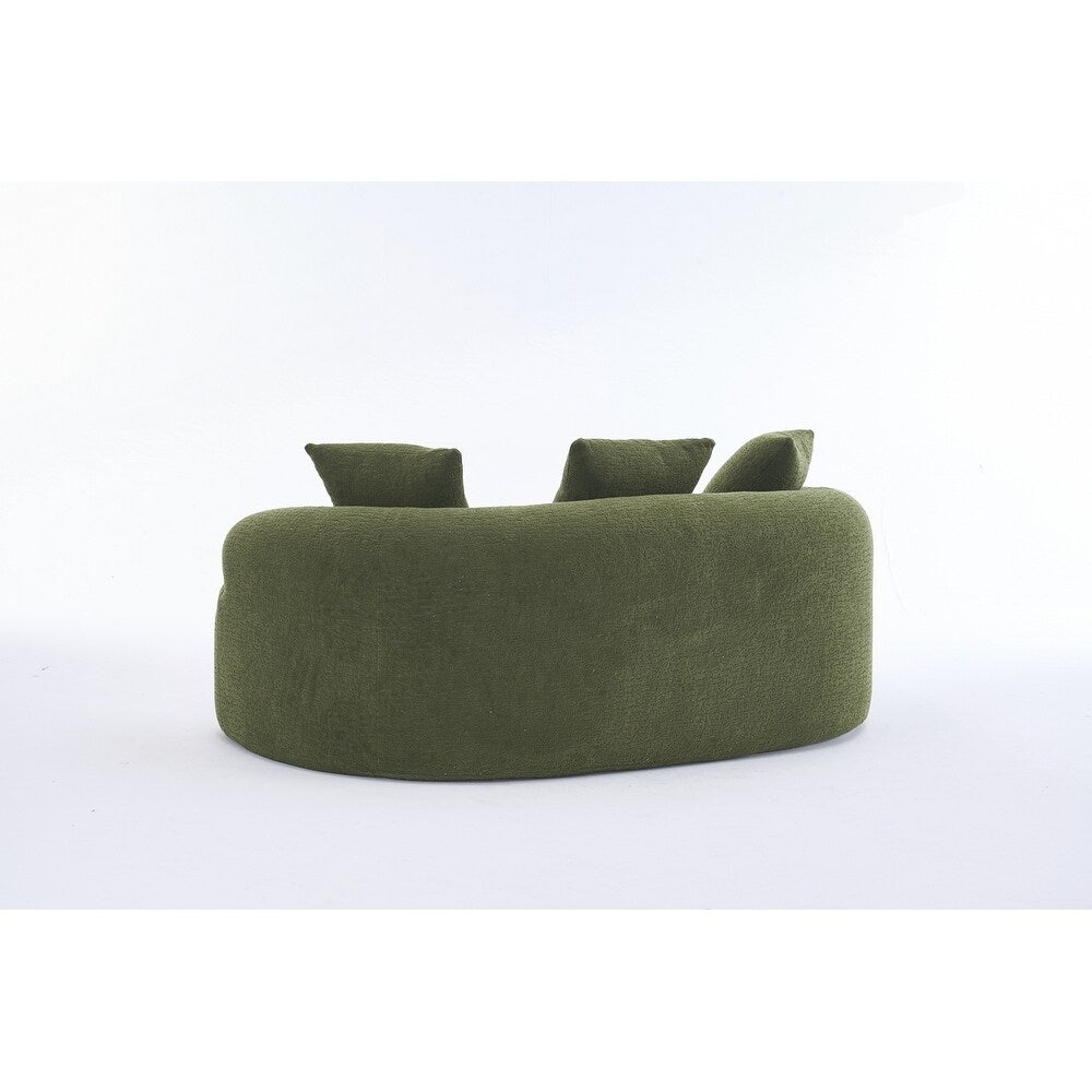 Curved Loveseat White Full Compression Sponge Sofa