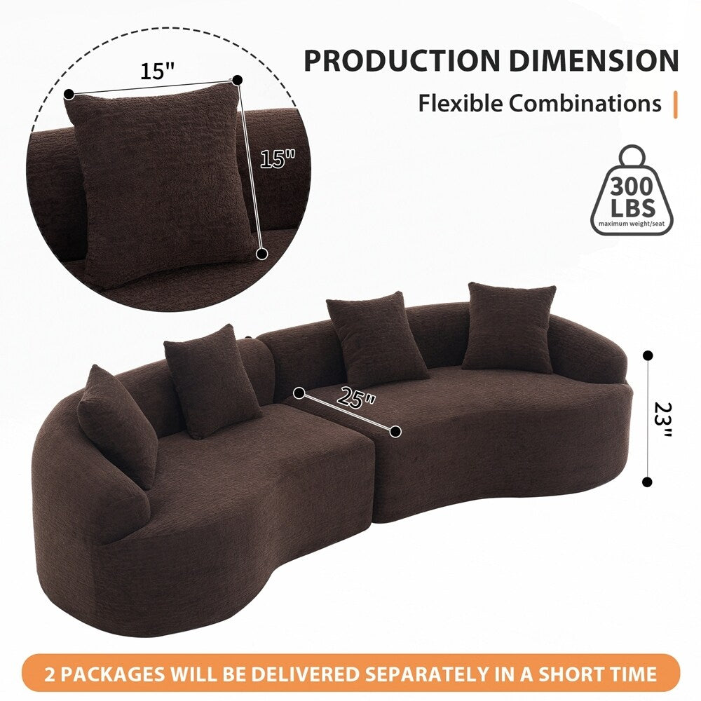 Curved Loveseat White Full Compression Sponge Sofa