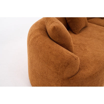 Curved Loveseat White Full Compression Sponge Sofa