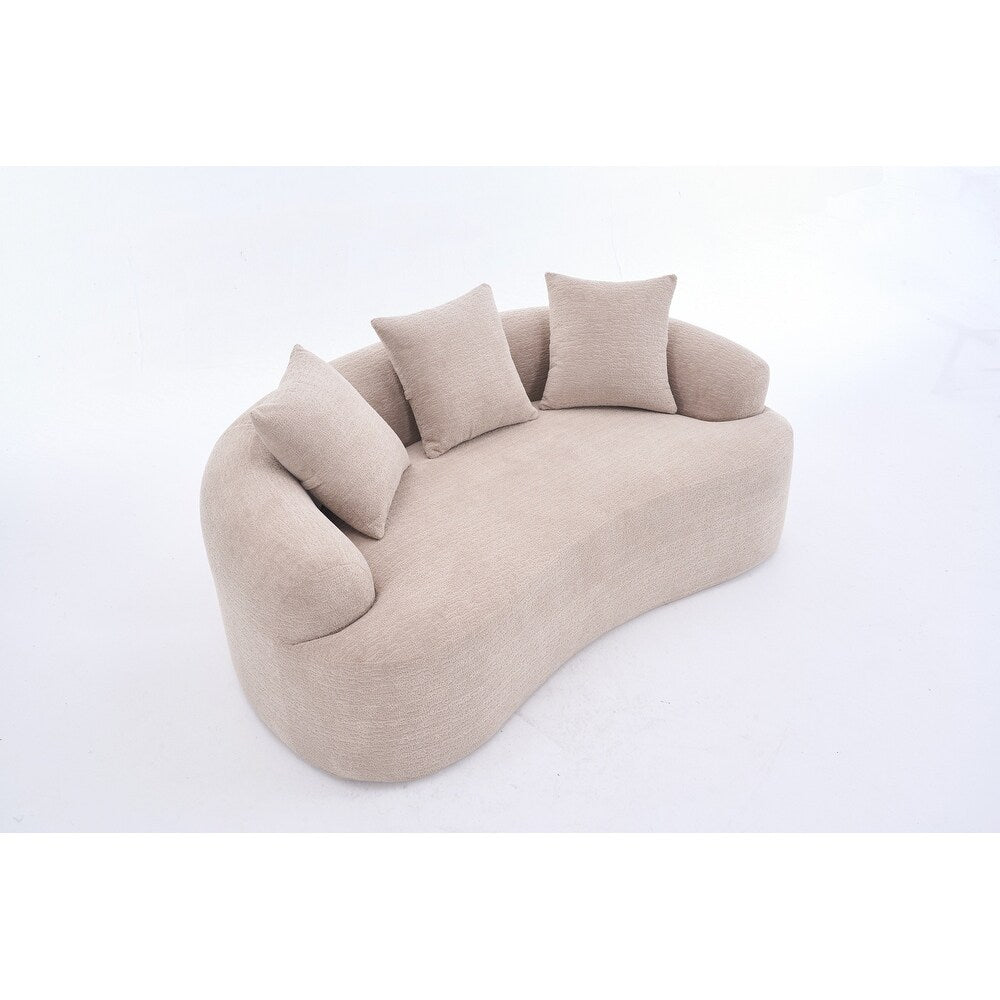 Curved Loveseat White Full Compression Sponge Sofa