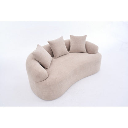 Curved Loveseat White Full Compression Sponge Sofa