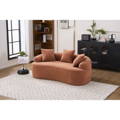 Curved Loveseat White Full Compression Sponge Sofa