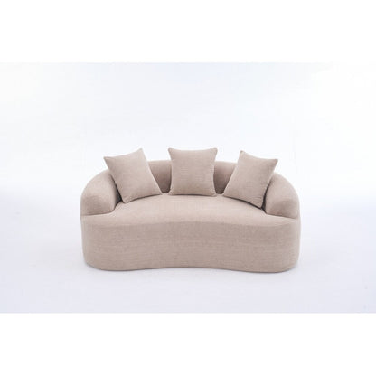 Curved Loveseat White Full Compression Sponge Sofa