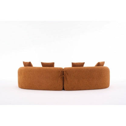 Curved Loveseat White Full Compression Sponge Sofa