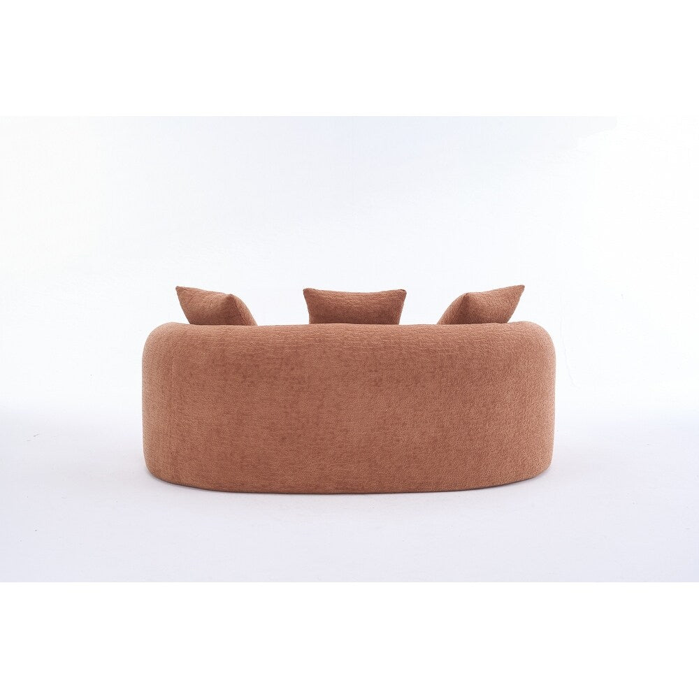 Curved Loveseat White Full Compression Sponge Sofa