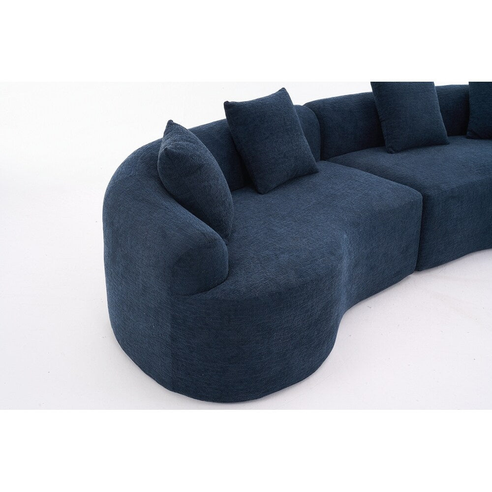 Curved Loveseat White Full Compression Sponge Sofa