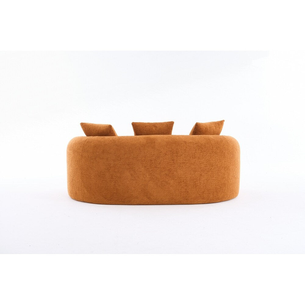 Curved Loveseat White Full Compression Sponge Sofa