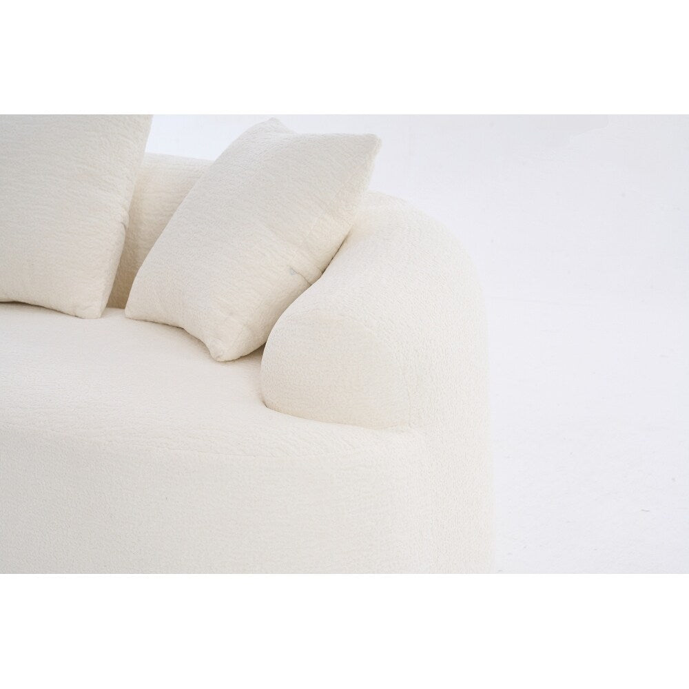 Curved Loveseat White Full Compression Sponge Sofa
