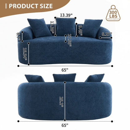Curved Loveseat White Full Compression Sponge Sofa