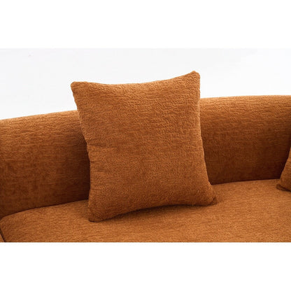 Curved Loveseat White Full Compression Sponge Sofa