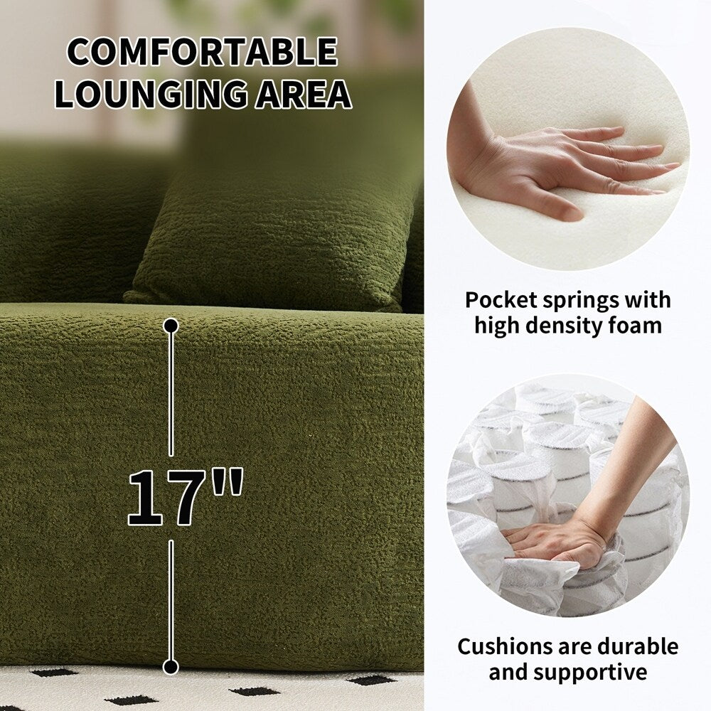 Curved Loveseat White Full Compression Sponge Sofa