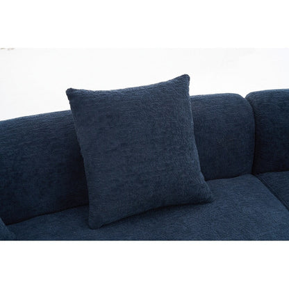 Curved Loveseat White Full Compression Sponge Sofa