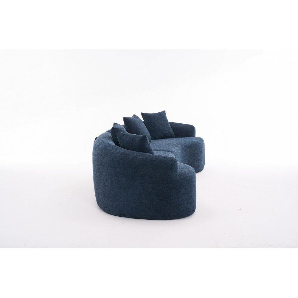 Curved Loveseat White Full Compression Sponge Sofa