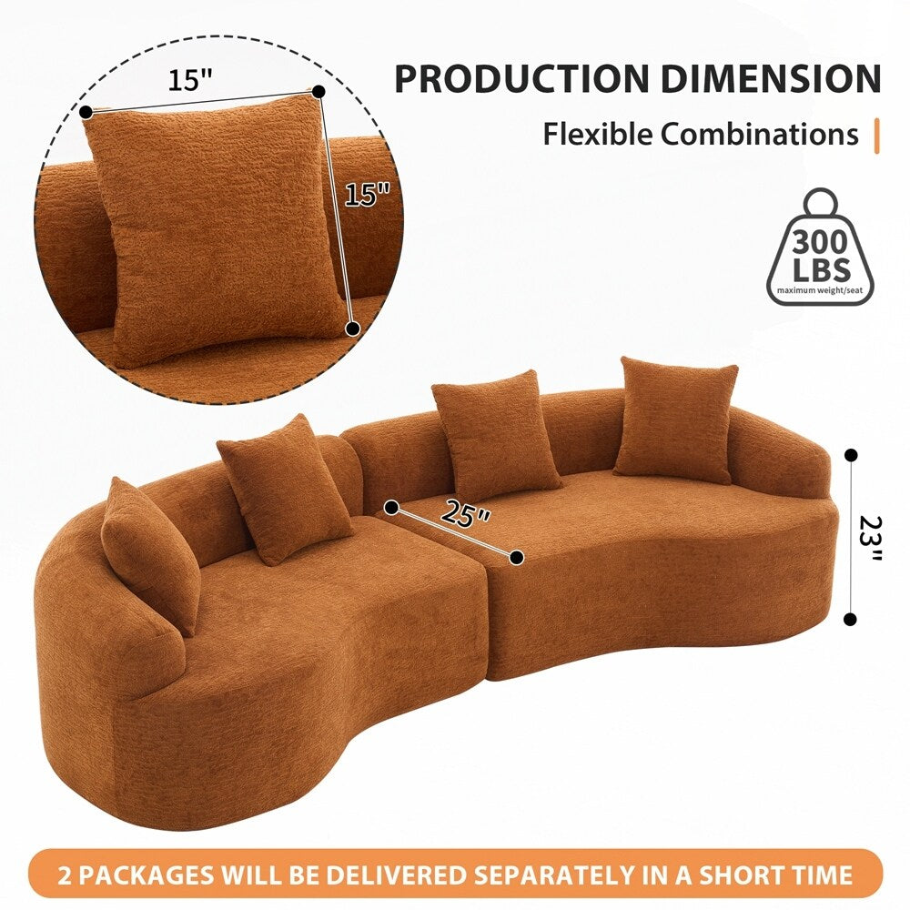 Curved Loveseat White Full Compression Sponge Sofa