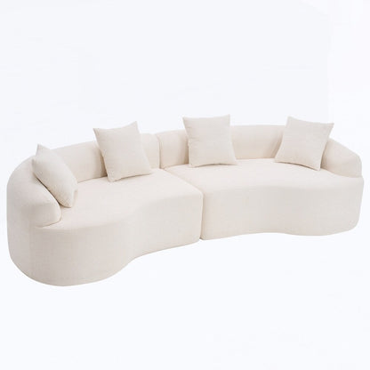 Curved Loveseat White Full Compression Sponge Sofa