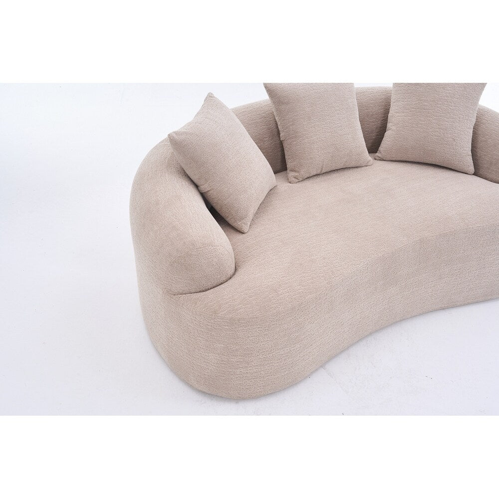 Curved Loveseat White Full Compression Sponge Sofa