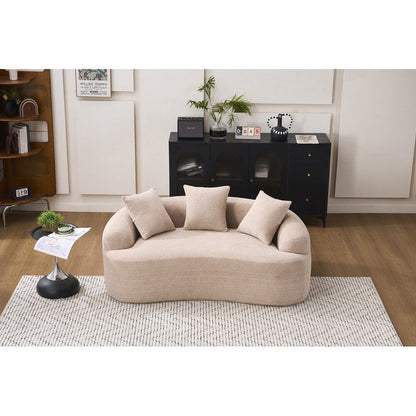 Curved Loveseat White Full Compression Sponge Sofa