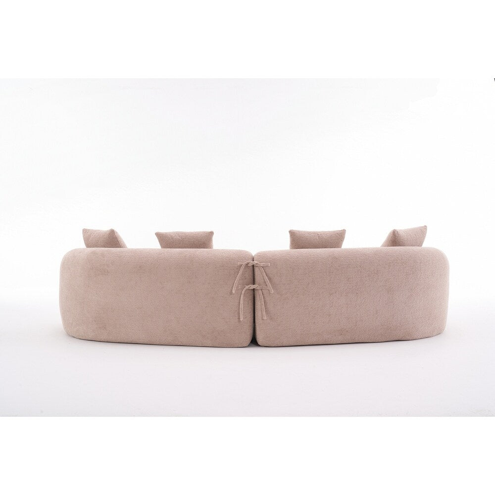 Curved Loveseat White Full Compression Sponge Sofa