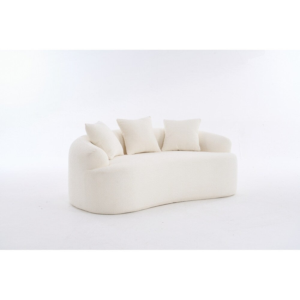 Curved Loveseat White Full Compression Sponge Sofa