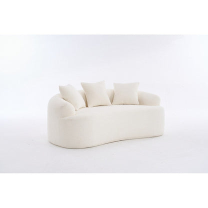 Curved Loveseat White Full Compression Sponge Sofa