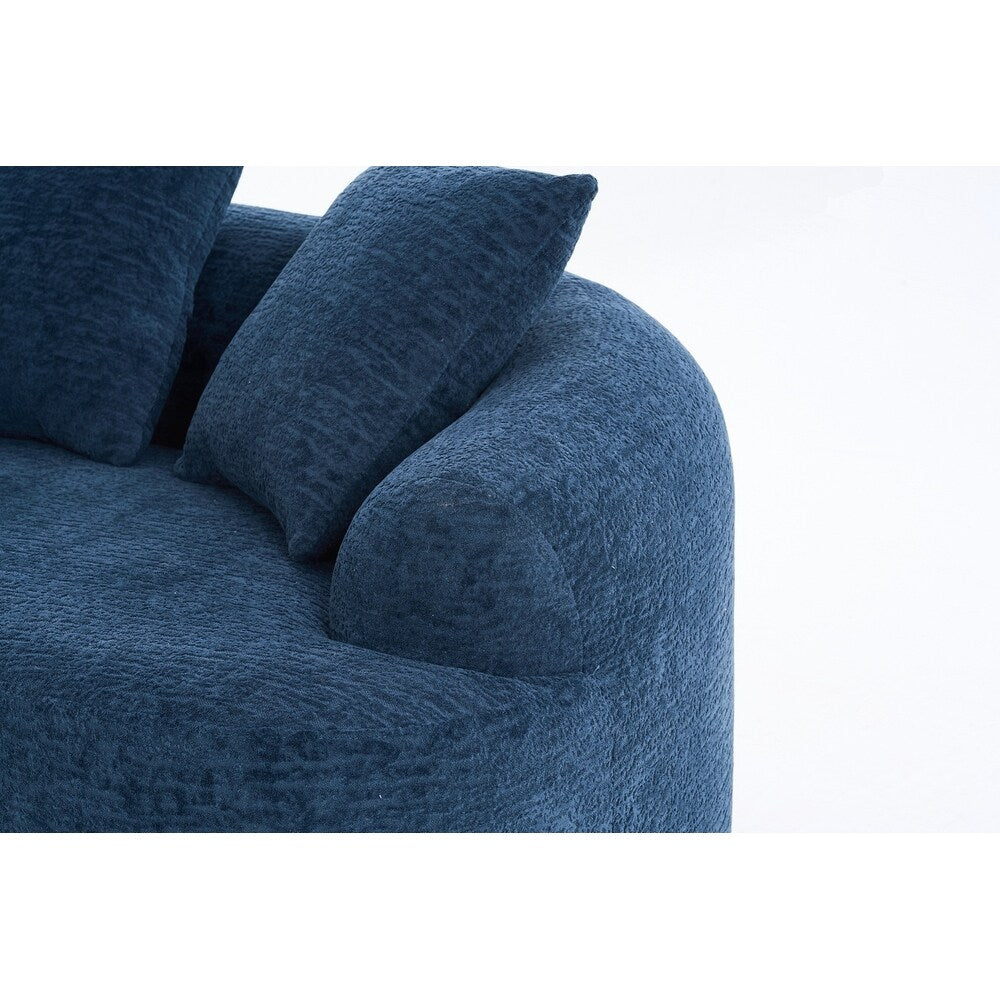 Curved Loveseat White Full Compression Sponge Sofa
