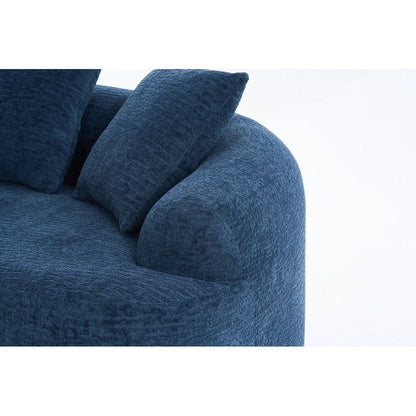 Curved Loveseat White Full Compression Sponge Sofa