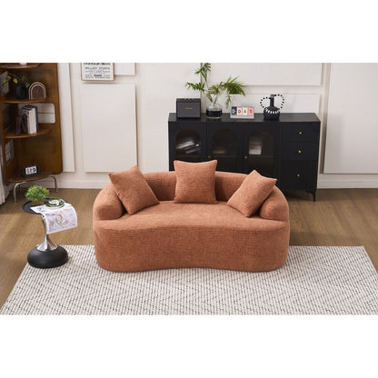 Curved Loveseat White Full Compression Sponge Sofa
