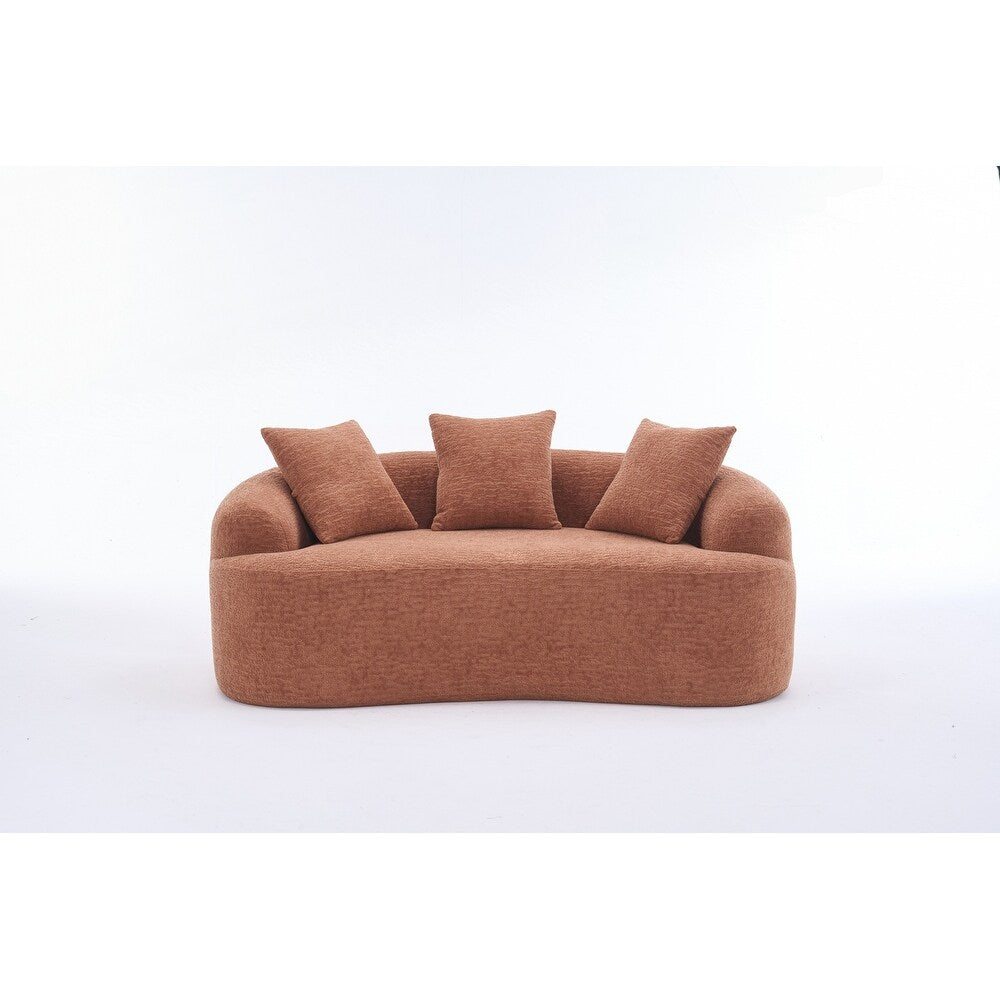 Curved Loveseat White Full Compression Sponge Sofa