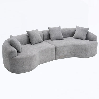 Curved Loveseat White Full Compression Sponge Sofa
