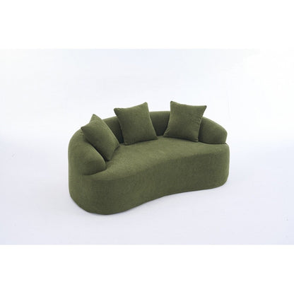 Curved Loveseat White Full Compression Sponge Sofa