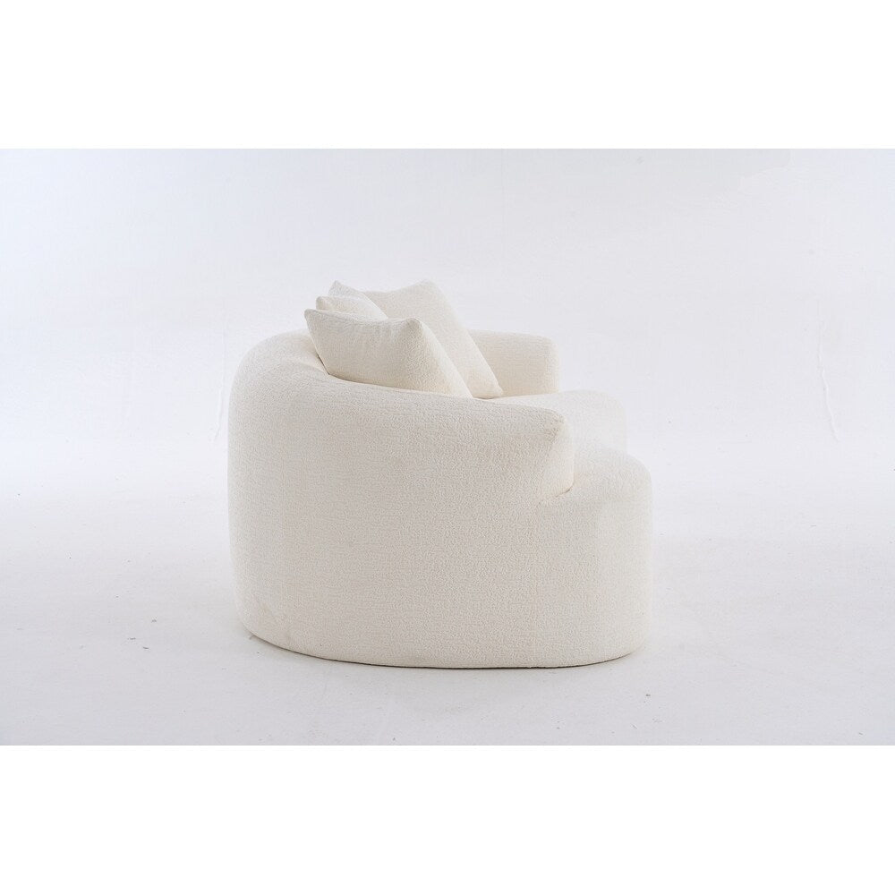 Curved Loveseat White Full Compression Sponge Sofa