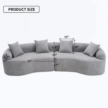 Curved Loveseat White Full Compression Sponge Sofa