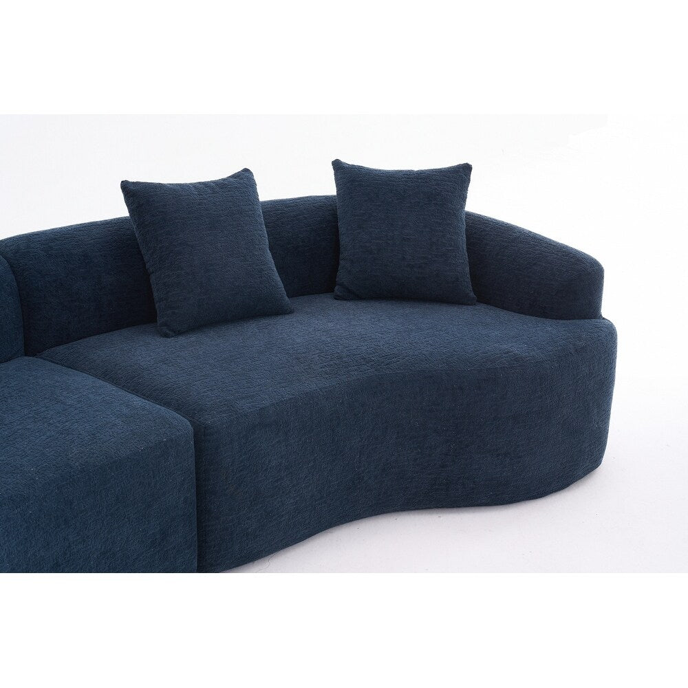 Curved Loveseat White Full Compression Sponge Sofa