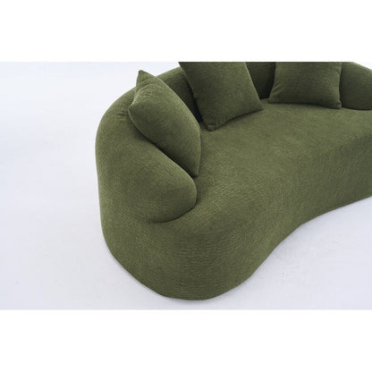 Curved Loveseat White Full Compression Sponge Sofa