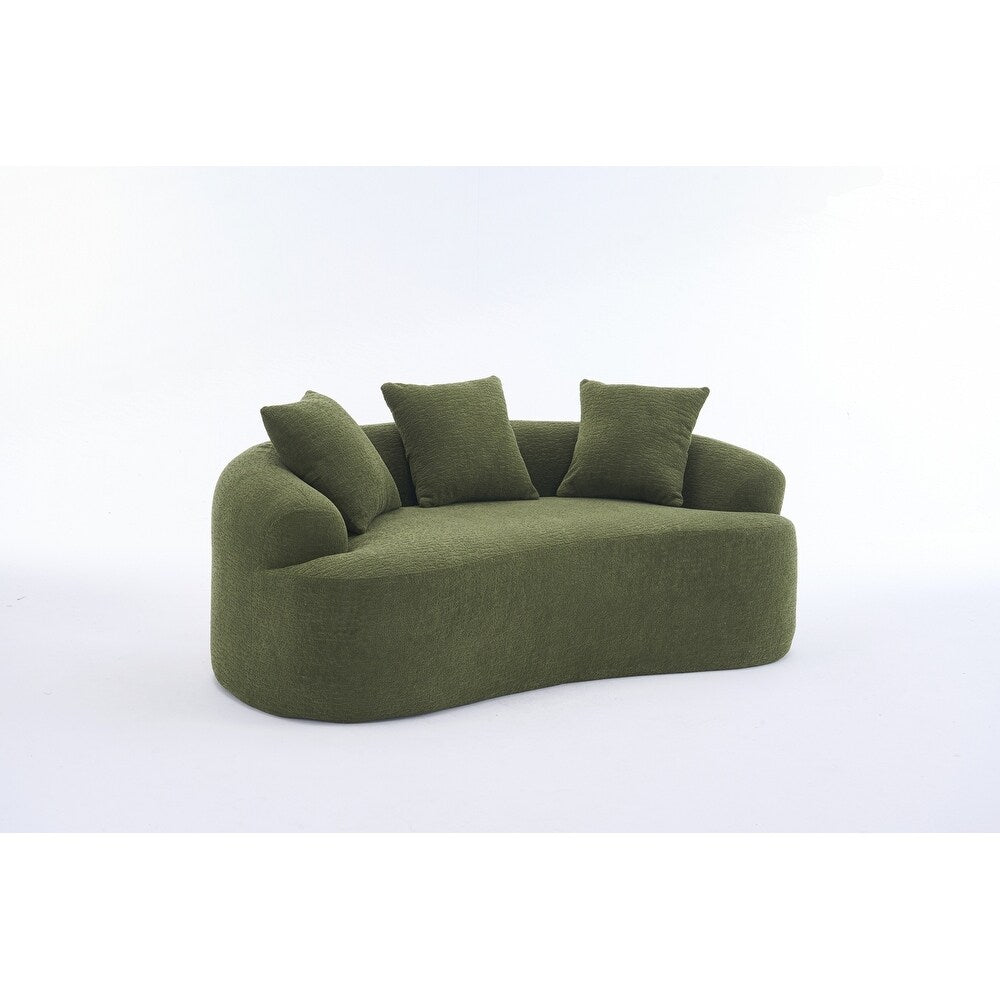 Curved Loveseat White Full Compression Sponge Sofa