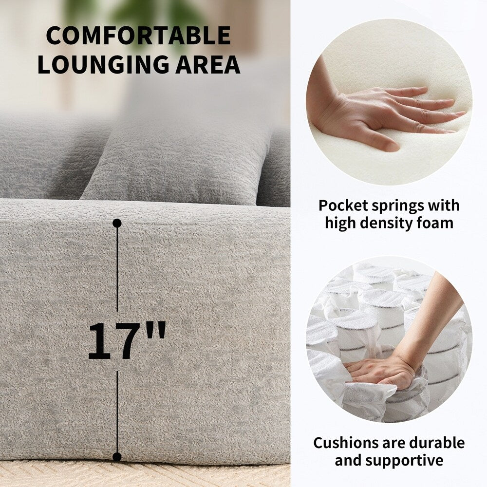 Curved Loveseat White Full Compression Sponge Sofa