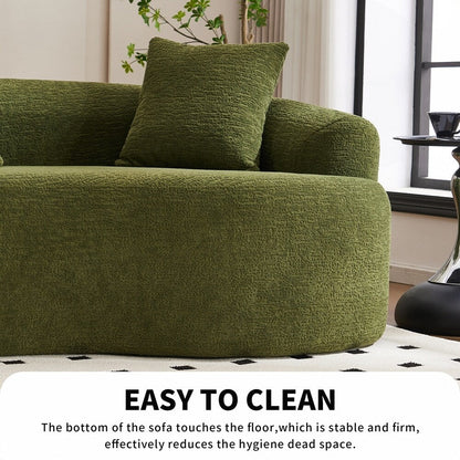 Curved Loveseat White Full Compression Sponge Sofa