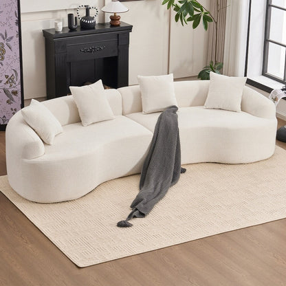 Curved Loveseat White Full Compression Sponge Sofa