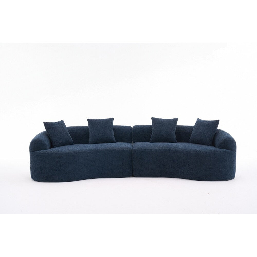 Curved Loveseat White Full Compression Sponge Sofa