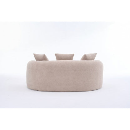 Curved Loveseat White Full Compression Sponge Sofa