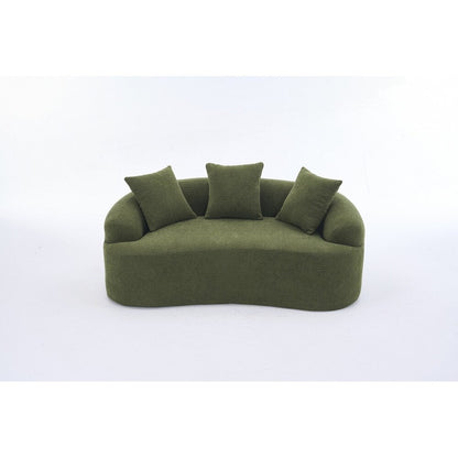 Curved Loveseat White Full Compression Sponge Sofa