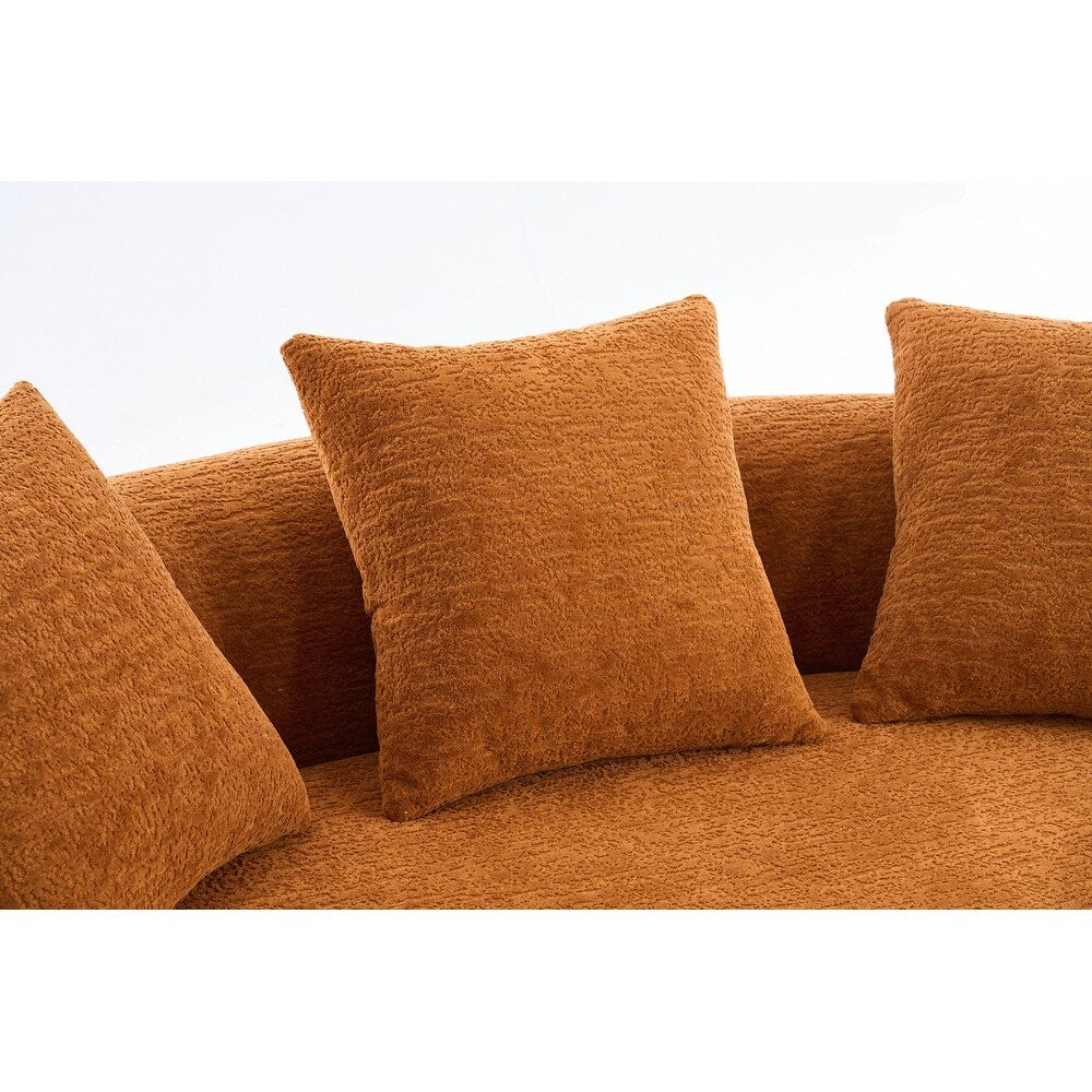 Curved Loveseat White Full Compression Sponge Sofa