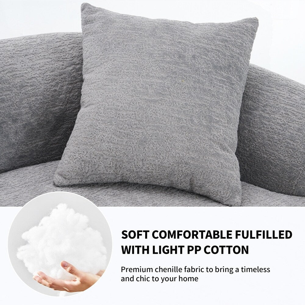 Curved Loveseat White Full Compression Sponge Sofa