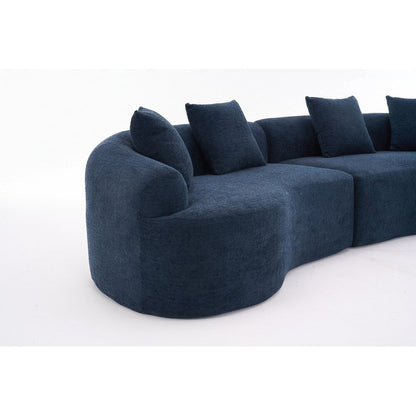 Curved Loveseat White Full Compression Sponge Sofa